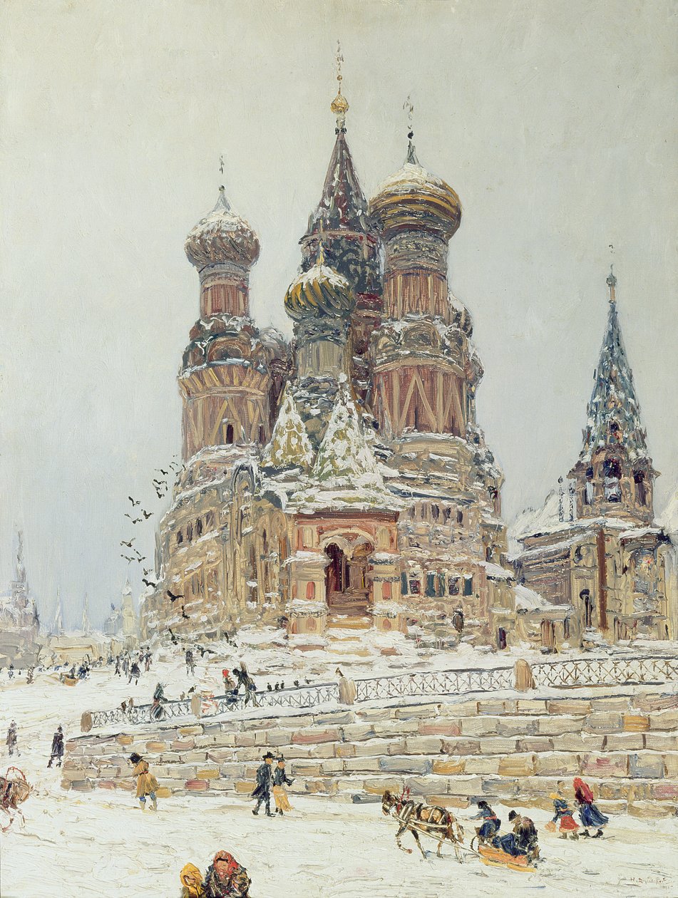 Pyhän Vasilin katedraali, Punainen tori, Moskova, n. 1917 tekijältä Nikolay Nikanorovich Dubovskoy