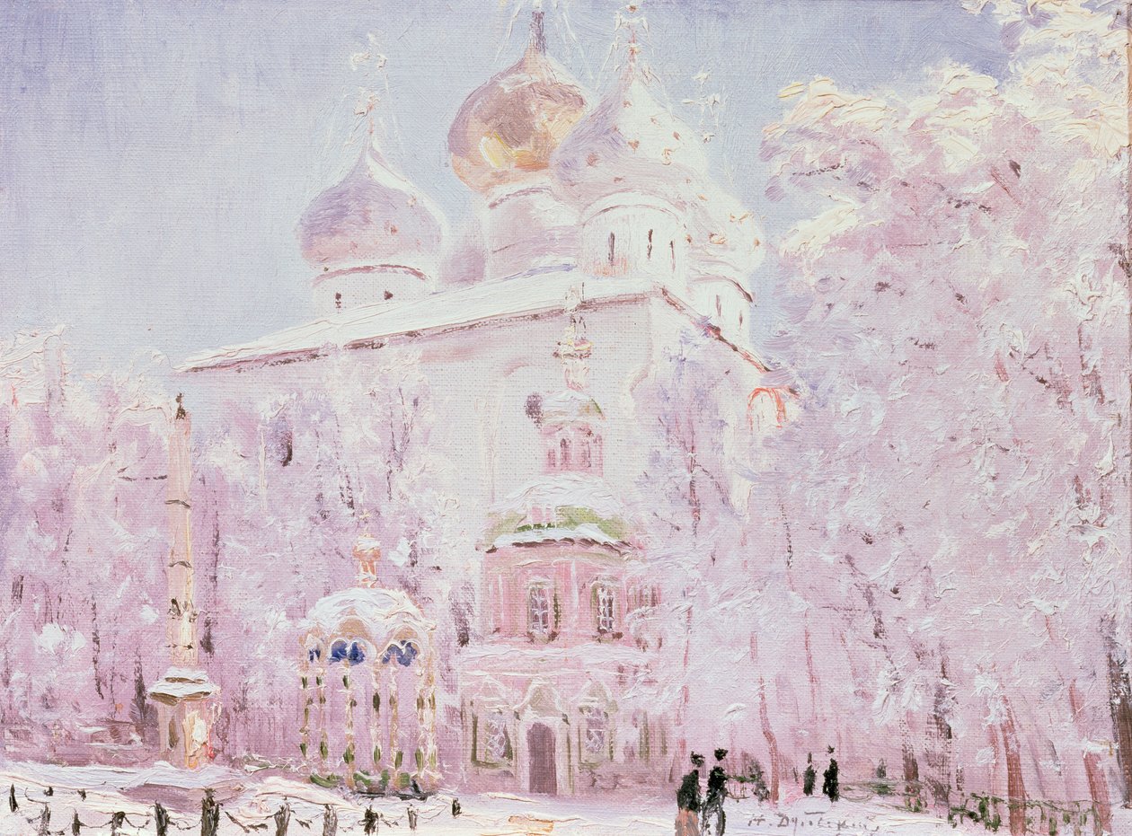 Talvi Trinity-St. Sergius Lavra Sergiyev Posadissa, n. 1910 tekijältä Nikolay Nikanorovich Dubovskoy