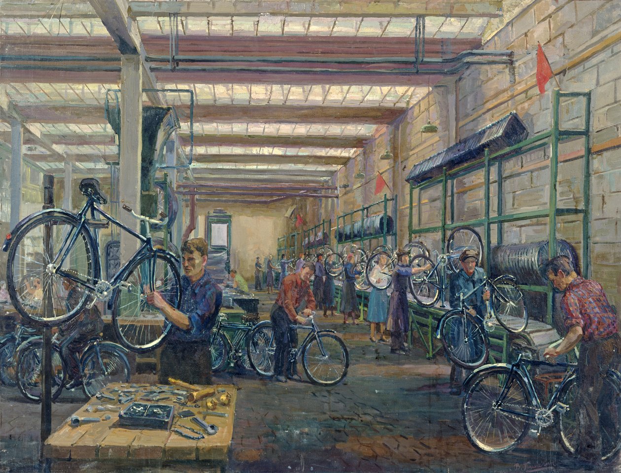 Moskovan pyörätehtaat, n. 1930 tekijältä Nikolay Vassilyevich Pinegin