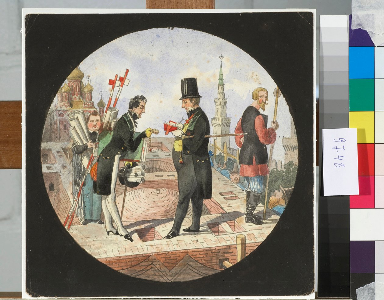 Paroni Lev von Bode ja arkkitehti Nikolai Chichagov Suuren Kremlin palatsin rakennustyömaalla Moskovassa - Nicolas Benois