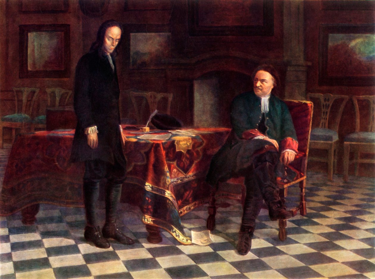 "Peter H. kuulustelee Tsarevitš Aleksei Petrovitshia", 1871, 1965. tekijältä Nikolay Ge