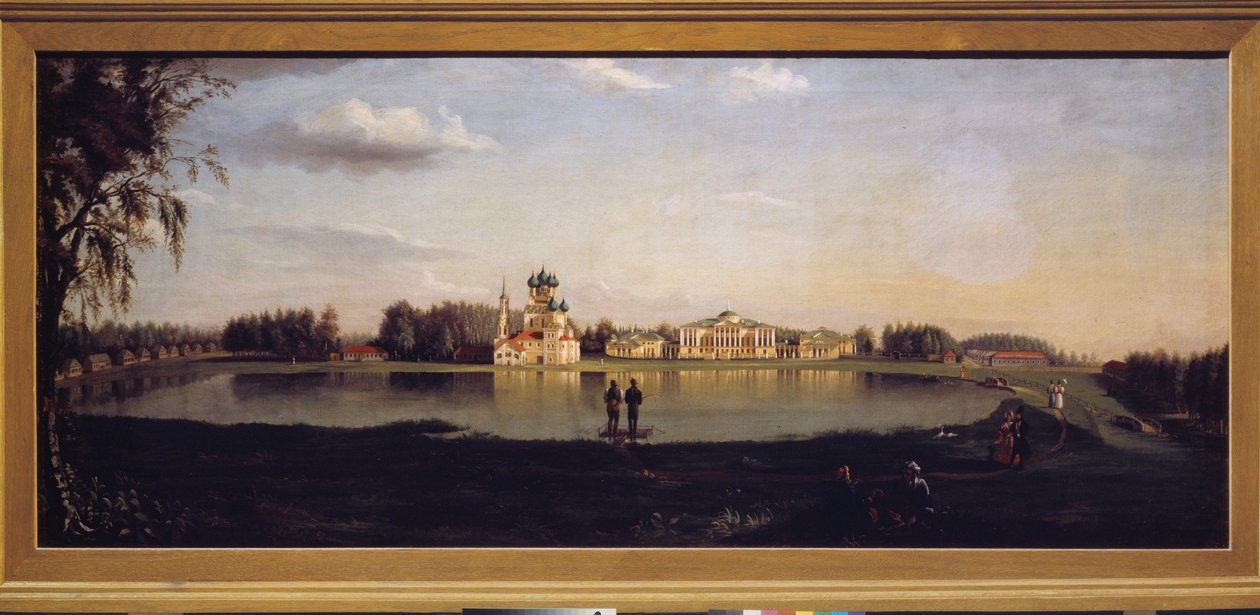 Näkymä Ostankinon kiinteistöön (Moskova, Venäjä). Nikolai Ivanovich Podkljutšnikovin (1813-1877) maalaus öljy kankaalle tekijältä Nikolay Ivanovich Podklyuchnikov