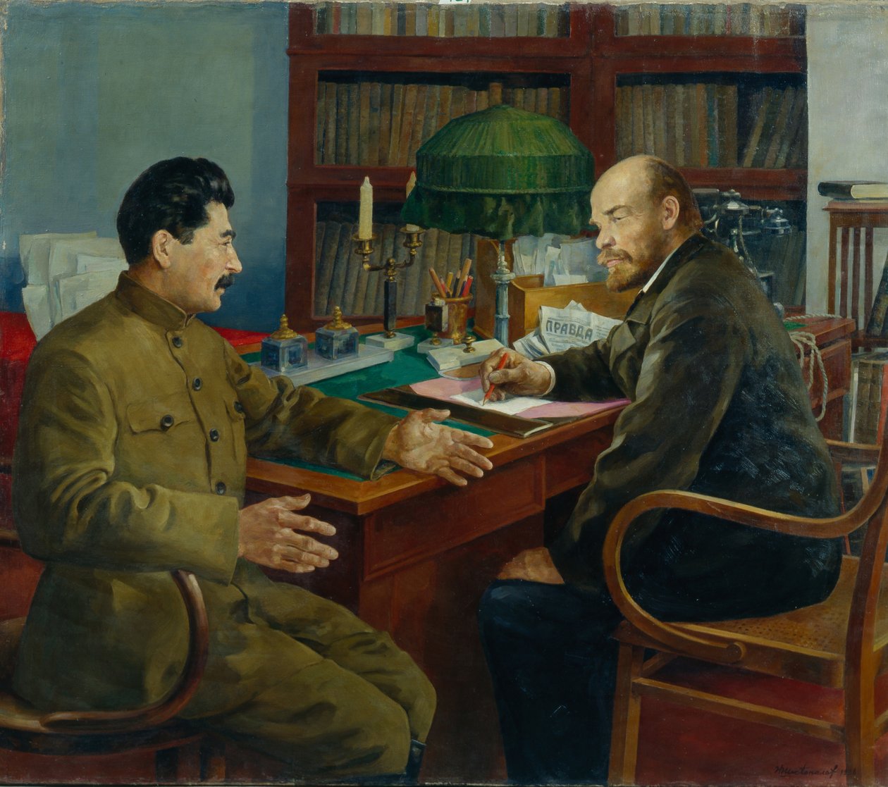 Lenin ja Stalin, 1938 tekijältä Nikolay Ivanovich Shestopalov