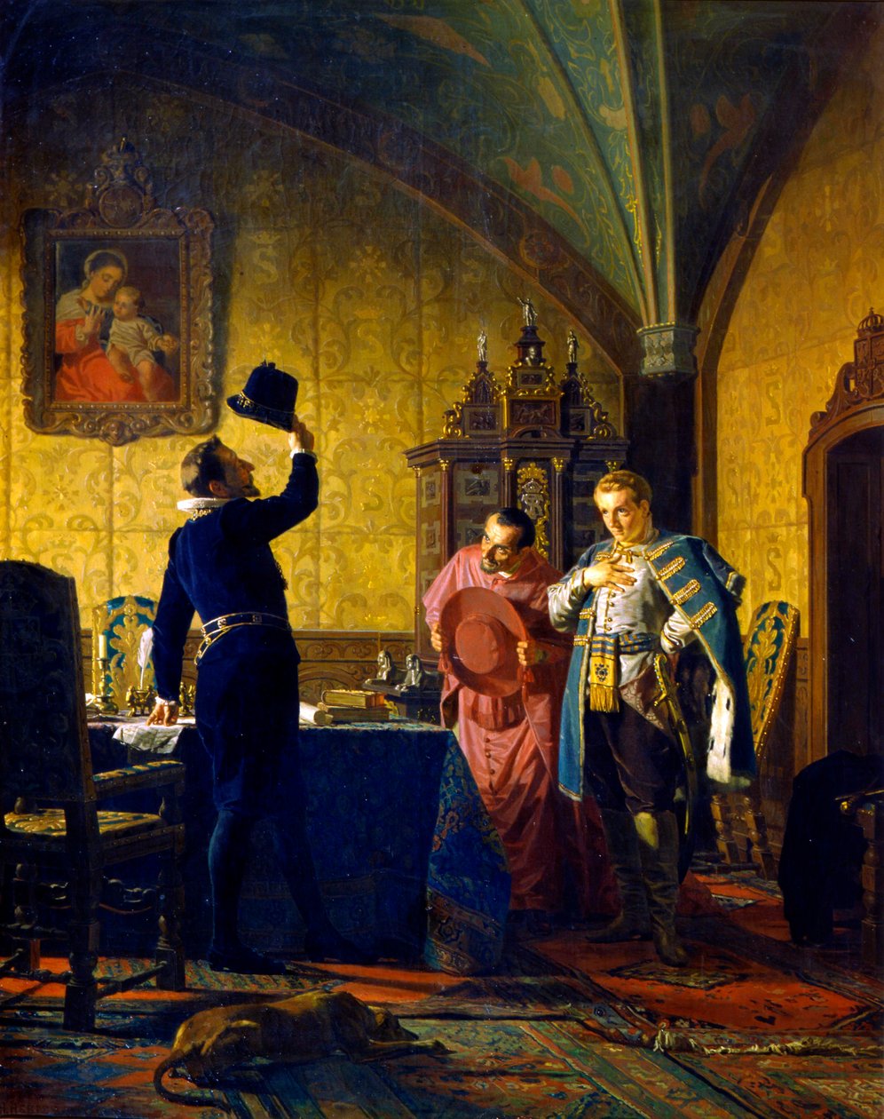Väärä Dmitry vannoo uskollisuudenvalan kuningas Sigismund III Vaasalle, 1874. tekijältä Nikolay Nevryov