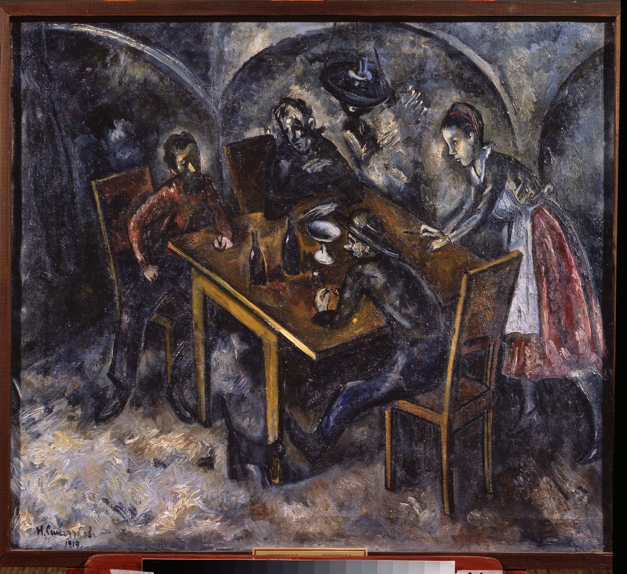 Tavernassa (Tavernassa) - Nikolai Vladimirovich Sinezubovin (Nicolas Sinezuboff) maalaus (1891-1956), öljy kankaalle tekijältä Nikolay Vladimirovic Sinezubov