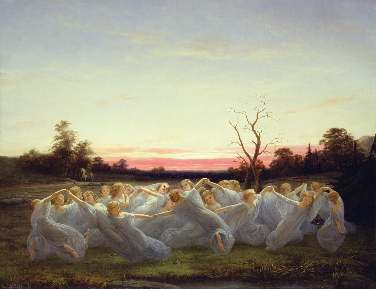 Niityn keijut, 1850 öljy kankaalle tekijältä Nils Blommer
