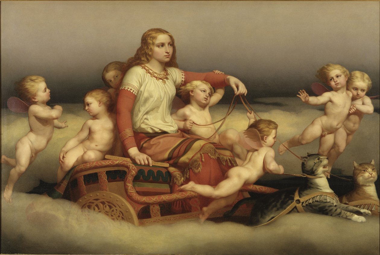 Freyja recherche son mari disparu - Freya Seeking Her Husband, kirjoittanut Blommer, Nils Jakob (1816-1853). Öljy kankaalle tekijältä Nils Blommer