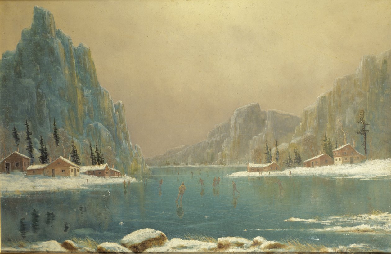 Luistelijat järvellä, 1800-luku tekijältä Nils Hans Christiansen