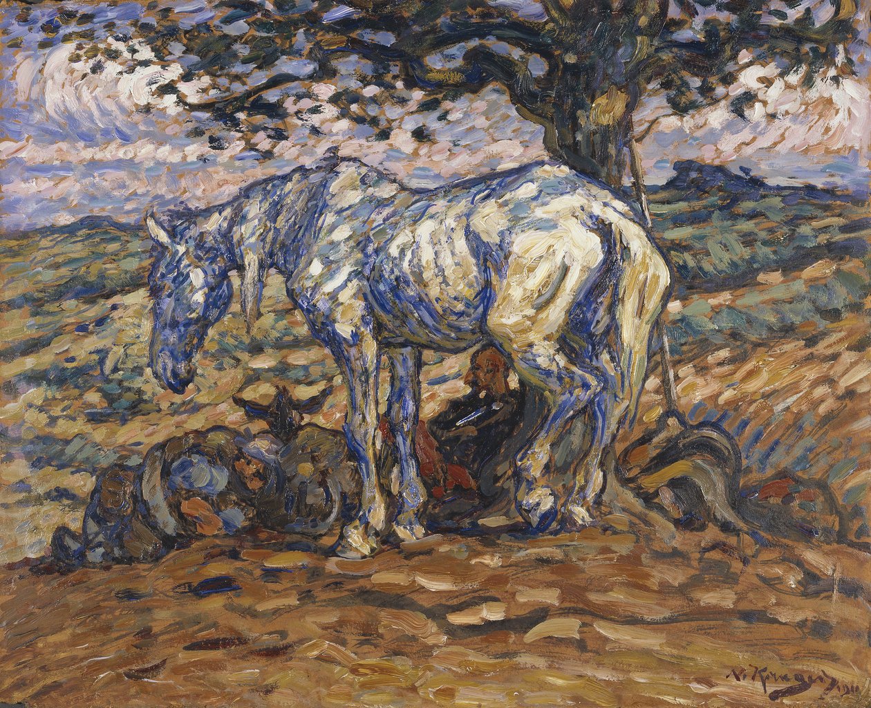 Don Quijoten hevonen Rocinante, 1911 (öljy pahville) tekijältä Nils Kreuger