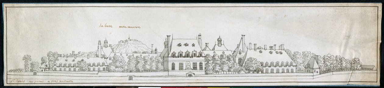 St Louis Hospital, n. 1677 (kynä ja muste paperille) tekijältä Noel Gasselin