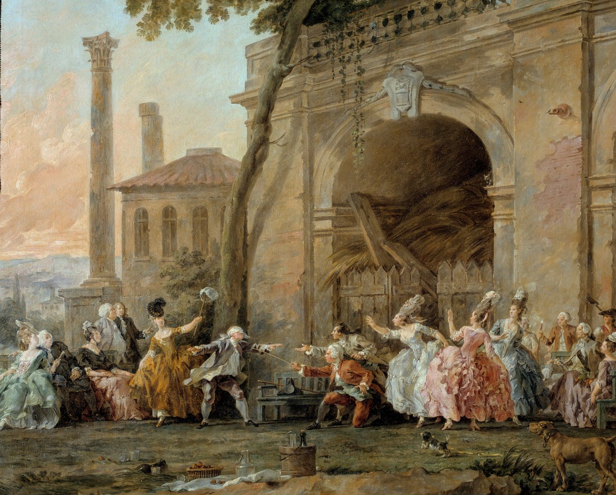 Colin-aillard, yksityiskohta colin aillardin pelaajista. Joulu Hallen (1711-1781) maalaus, noin 1770-1780. Öljy kankaalle. Amiens, Musee De Picardie tekijältä Noel Halle