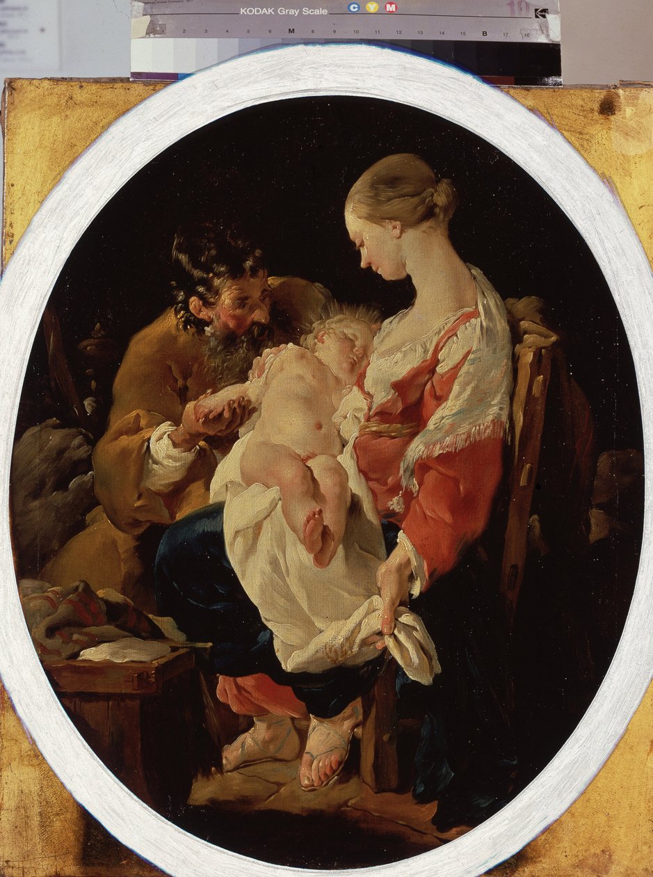 Noel Hallen (1711-1781) maalaus "Pyhä perhe" (Pyhä perhe) 1700-luvun Eremitaaši, Pietari tekijältä Noel Halle