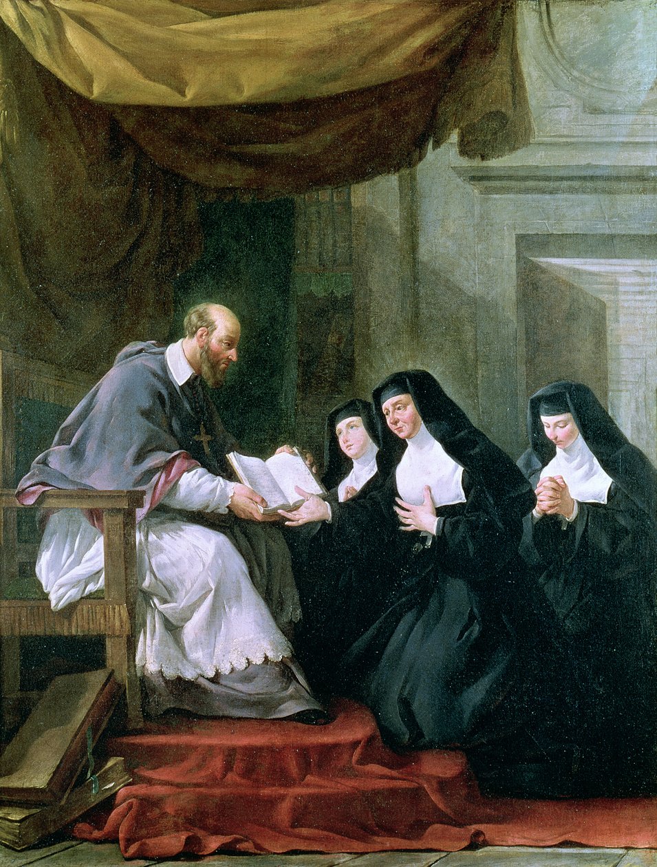 St. Francois de Sales (1567-1622) St. Jeanne de Chantalin vierailun säännön antaminen (1572-1641) tekijältä Noel Halle