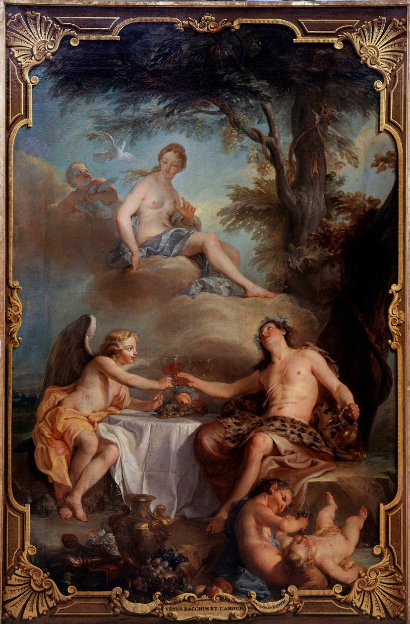 Venus, Bacchus ja rakkaus. Nicolas Coypelin maalaus (1690-1734) tekijältä Noel Nicholas Coypel