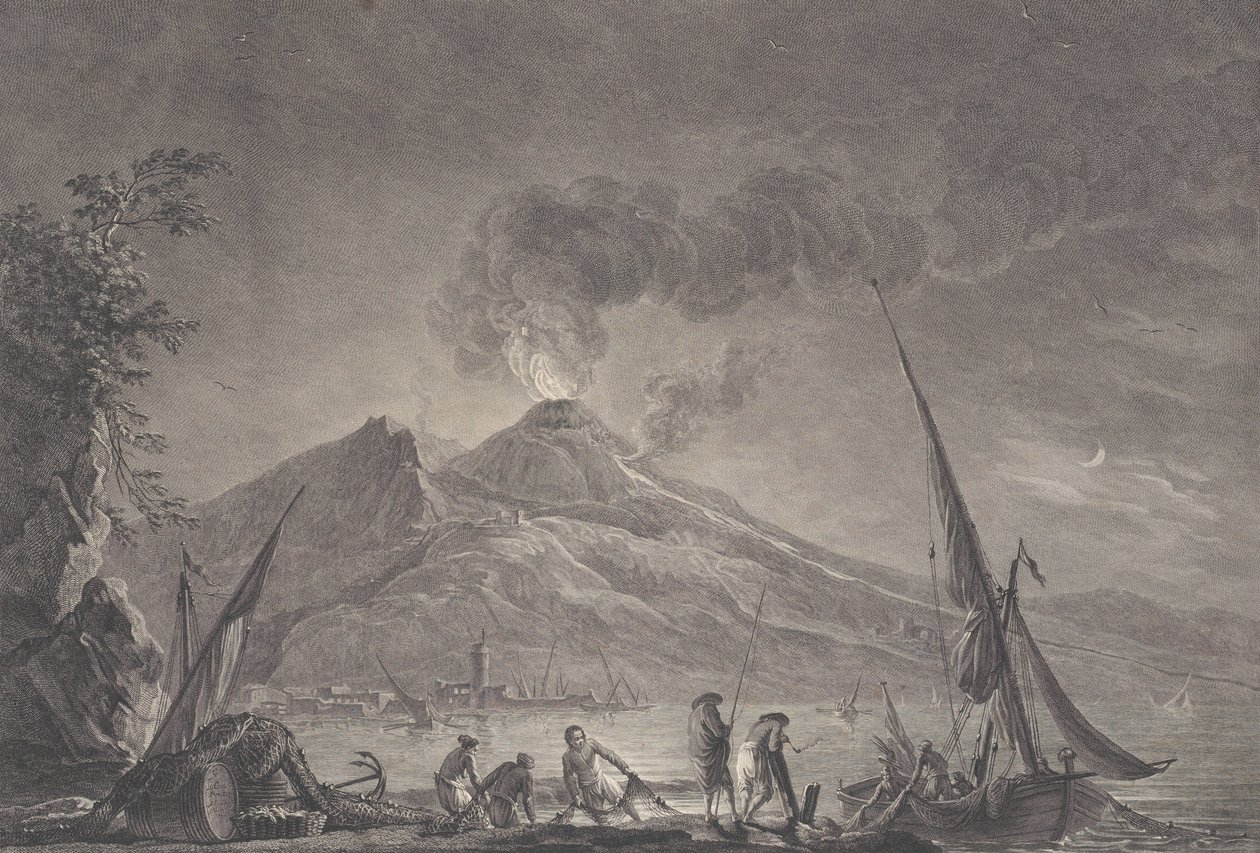 Näkymä Vesuvius-vuorelle sellaisena kuin se oli vuosina 1757, 1762. tekijältä Noël Le Mire
