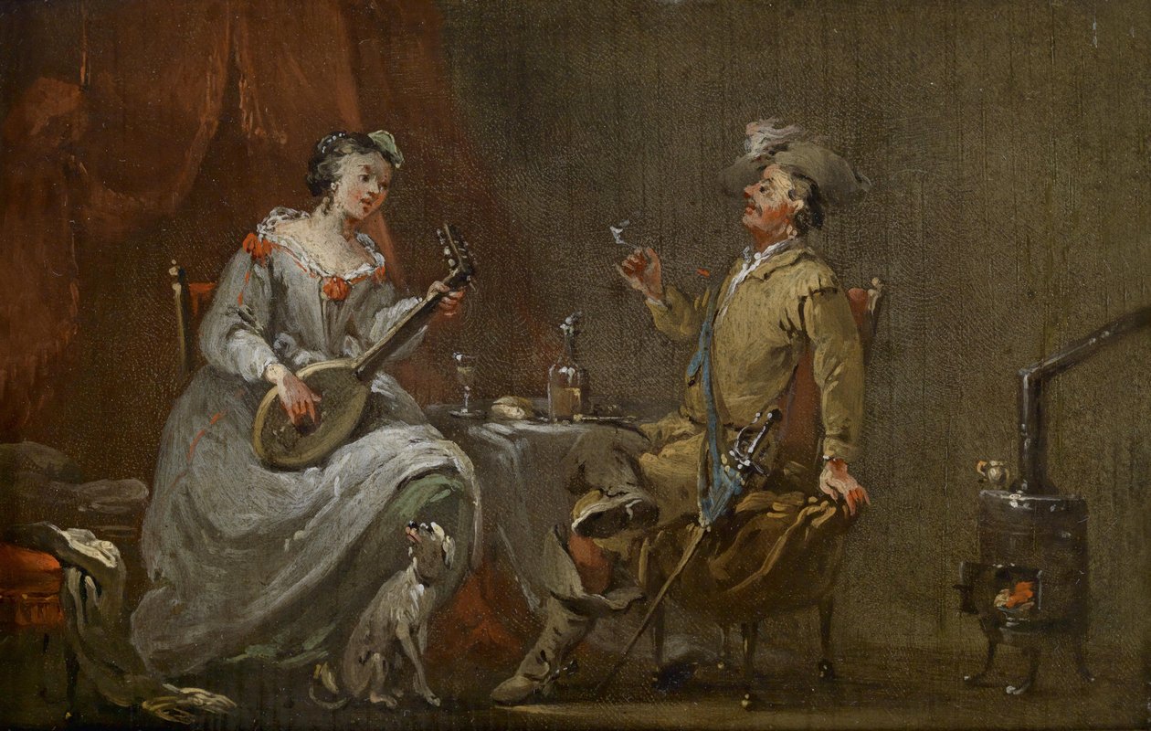 Kavalier ja lautenspielende Dame tekijältä Norbert Joseph Carl Grund