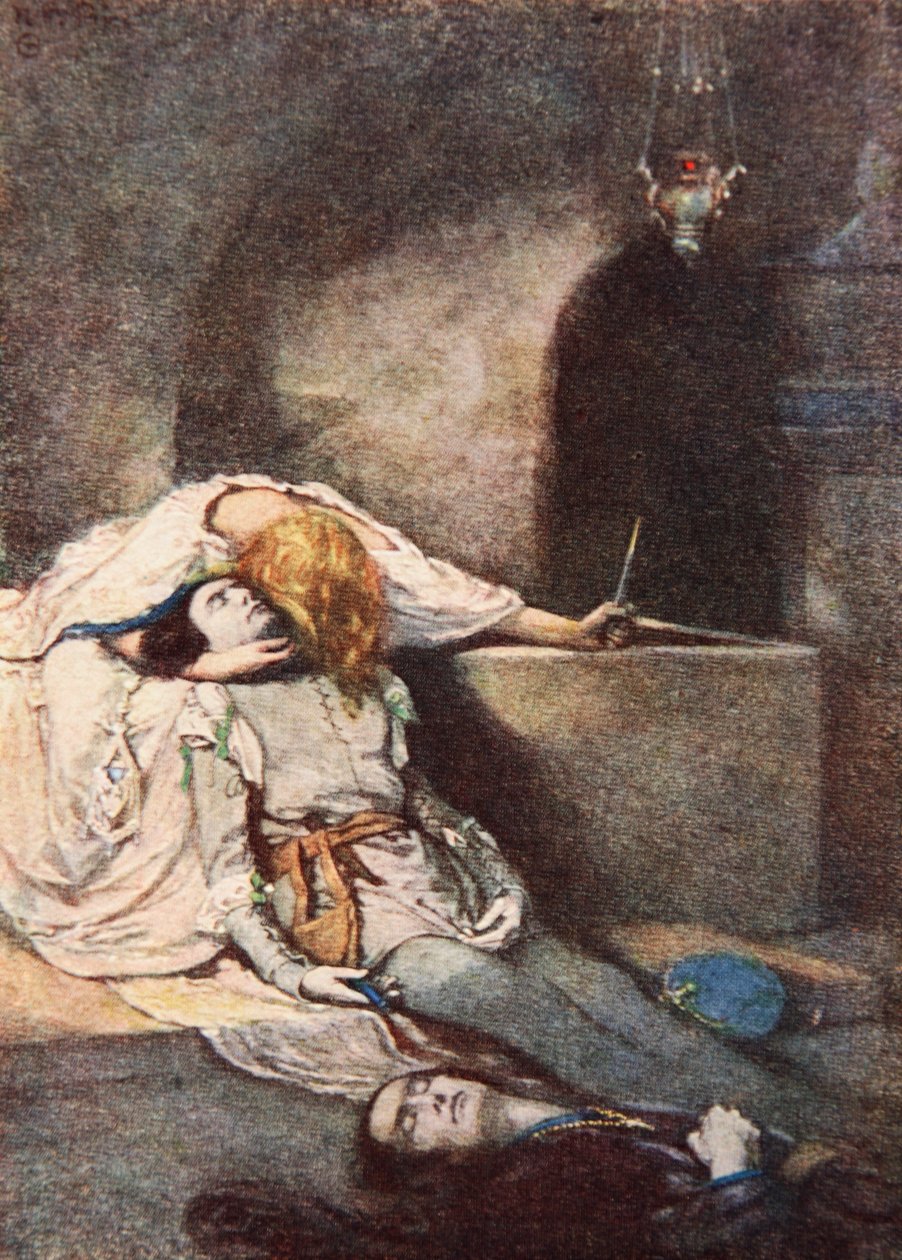 Romeo ja Julia, V näytös, kohtaus 3, kuvitus Charles ja Mary Lambin teoksesta Tales from Shakespeare tekijältä Norman Mills (after) Price