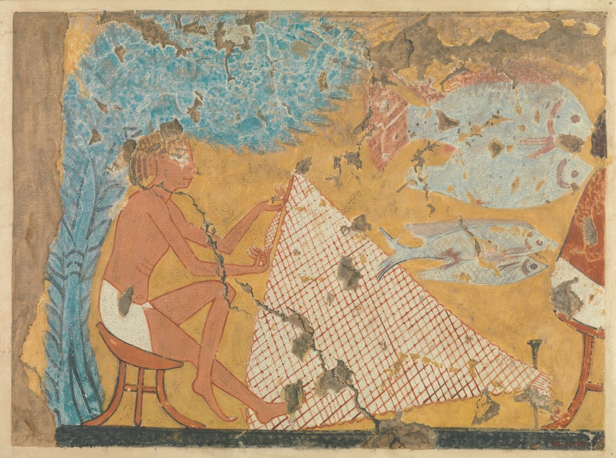 Mies tekee verkkoa, Ipuyn hauta, n. 1295-1213 eaa. (tempera paperille) tekijältä Norman de Garis Davies