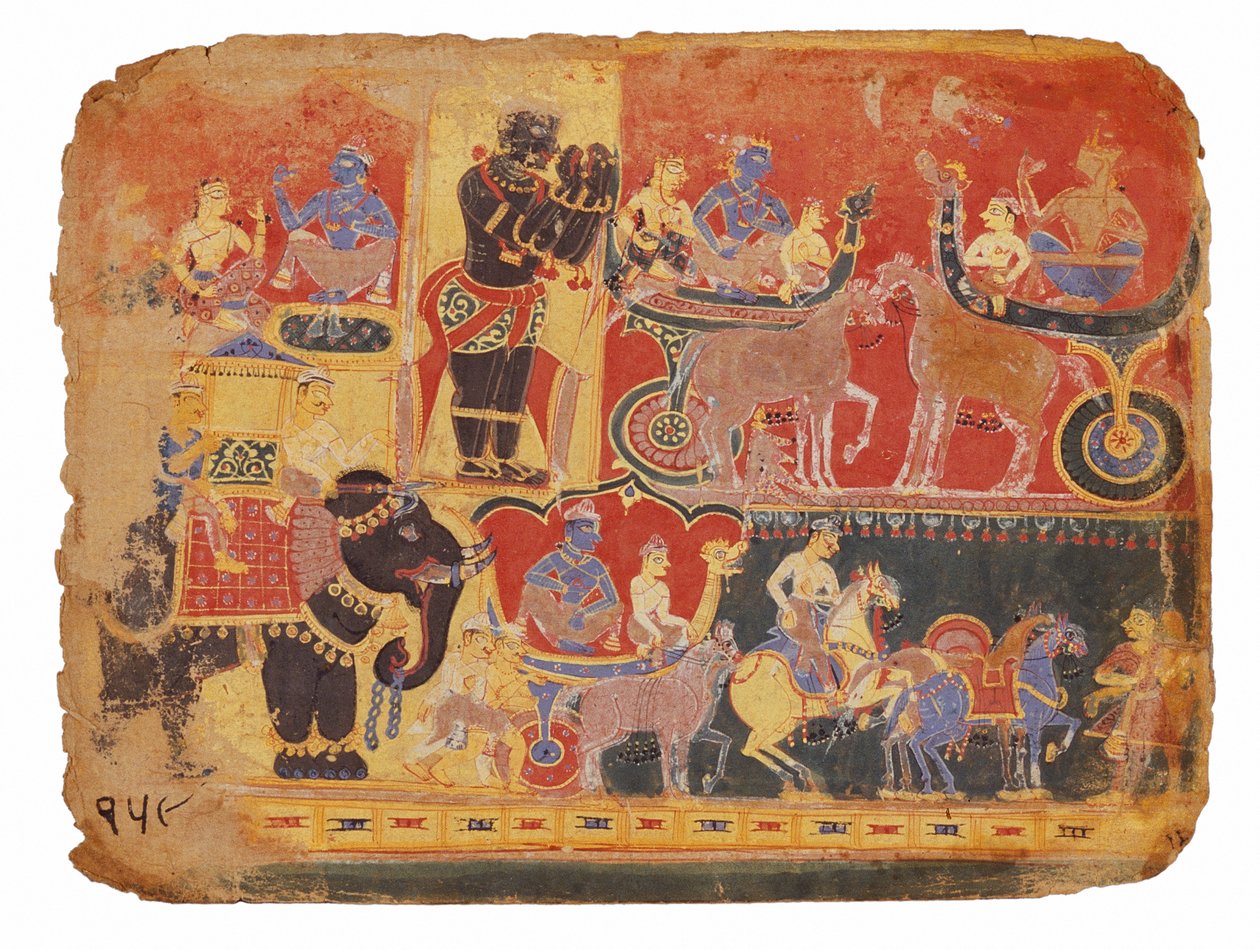 Kuvituskuva Bhagavata Puranaan.
Rukmini-Haran, 1500-luvun alkupuolisko. tekijältä North Indian School