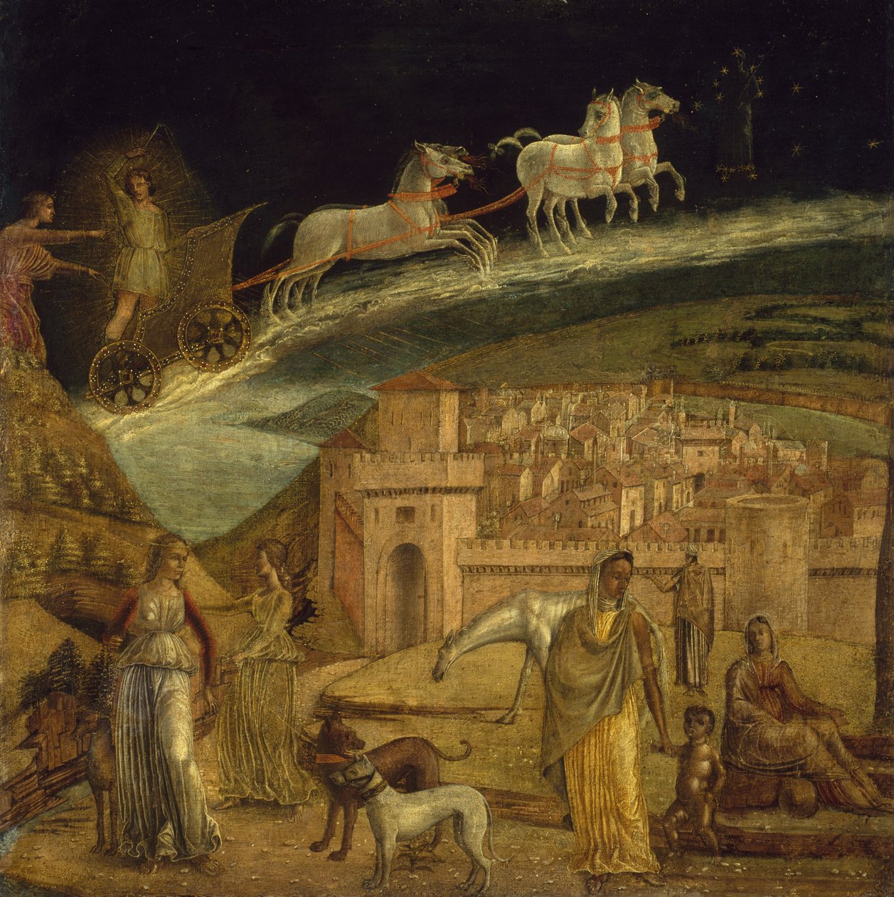 Phaeton ajaa Phoebuksen vaunuja, 1475-1500 tekijältä Northern Italian School