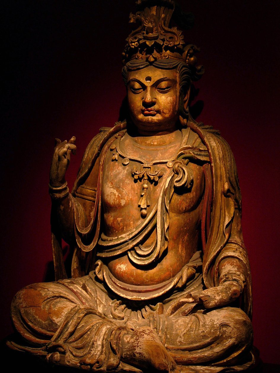 Maalattu puuveistos Boddhisatvasta, Song-dynastiasta (960-1279), Shanghain kansallismuseosta. Valokuvaus, Leonard de Selva, Kiina, 2006. tekijältä Northern Song Dynasty Chinese School