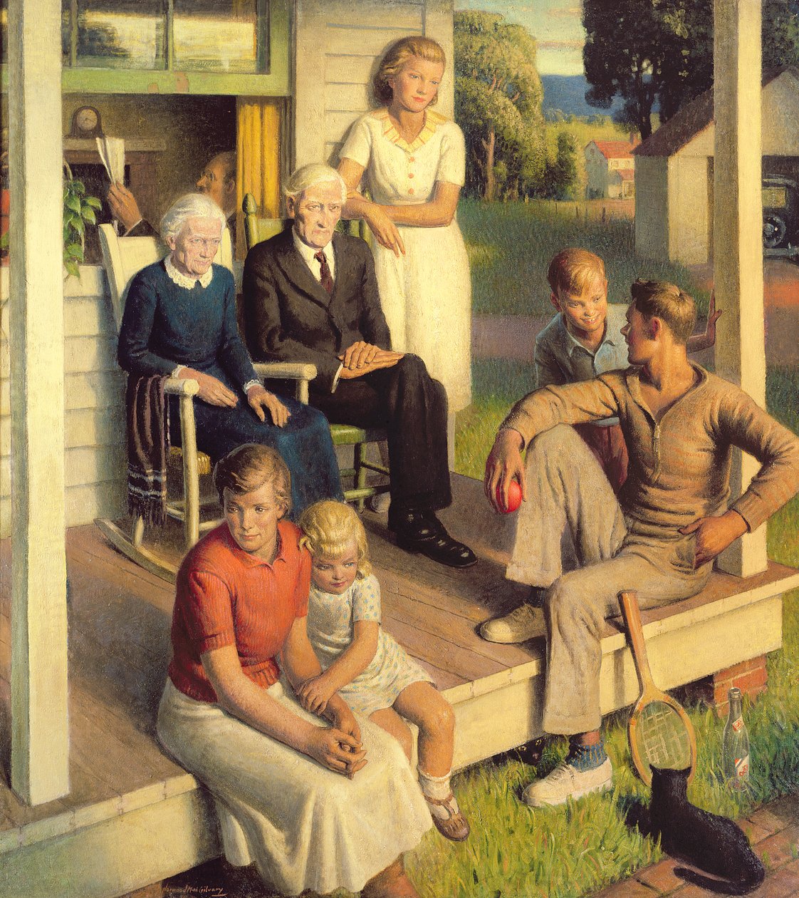No More Chores, Perhe lomalla, n.1935 (öljy kankaalle) tekijältä Norwood MacGilvary