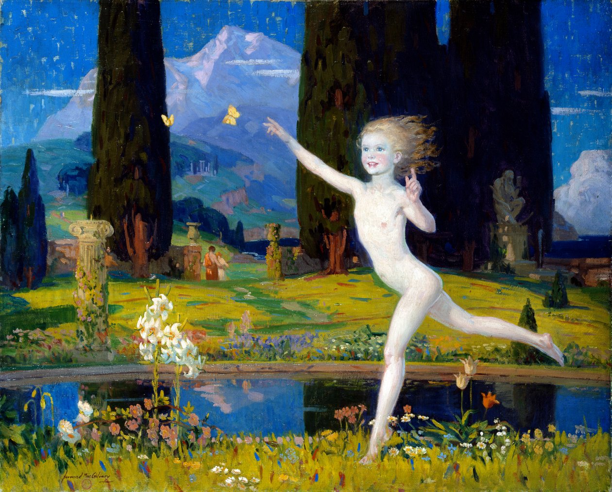 The Garden of Childhood, n.1922 (öljy kankaalle) tekijältä Norwood MacGilvary