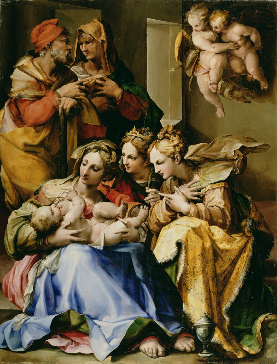 Pyhä perhe pyhien Annan, Aleksandrian Katariinan ja Maria Magdaleenan kanssa, n. 1560-1560 tekijältä Nosadella