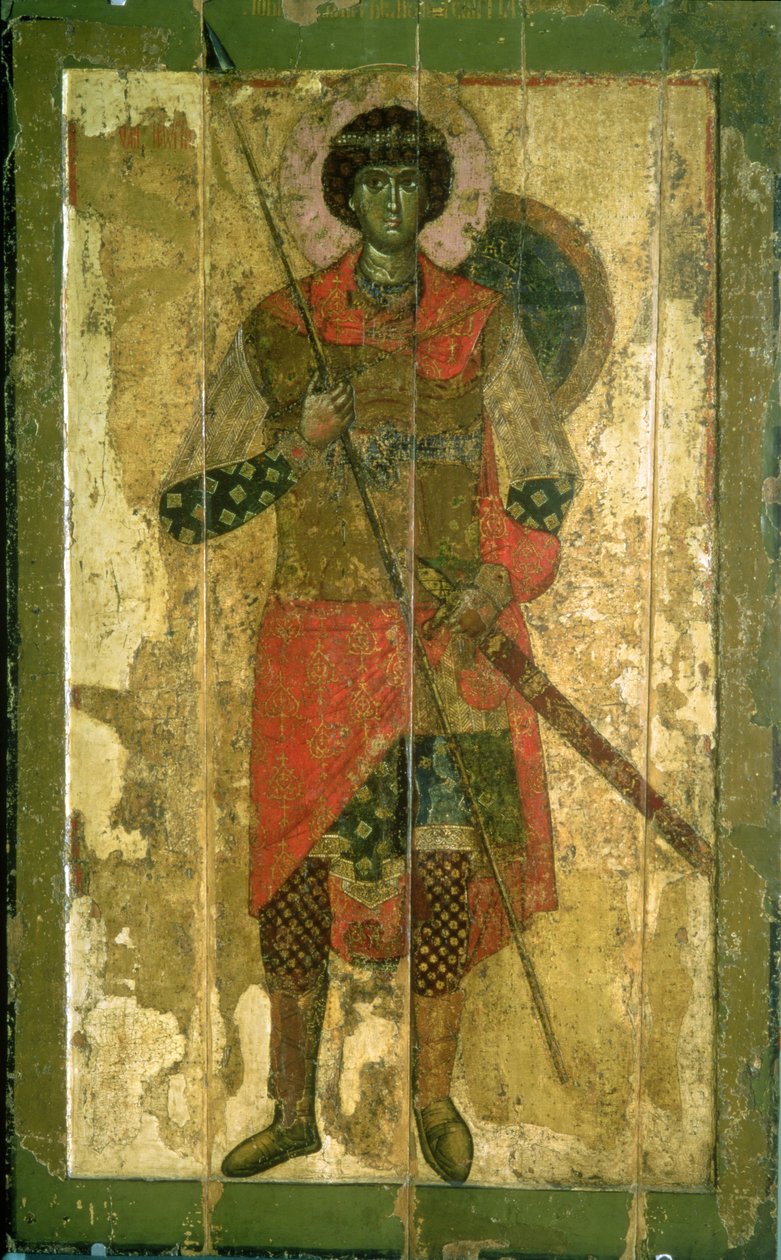 Pyhän Yrjön ikoni, 1130-50 (tempera paneelissa) tekijältä Novgorod School