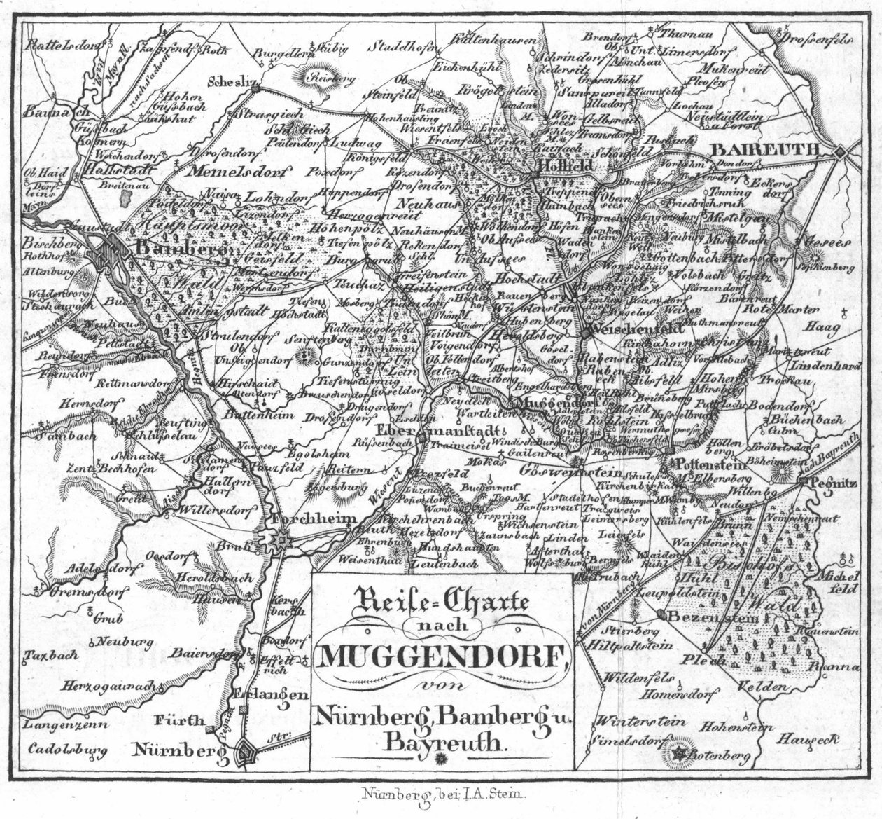 Charte nach Muggendorf von Nürnberg, Bamberg und. Bayreuth tekijältä Nürnberg Verlag J. A. Stein