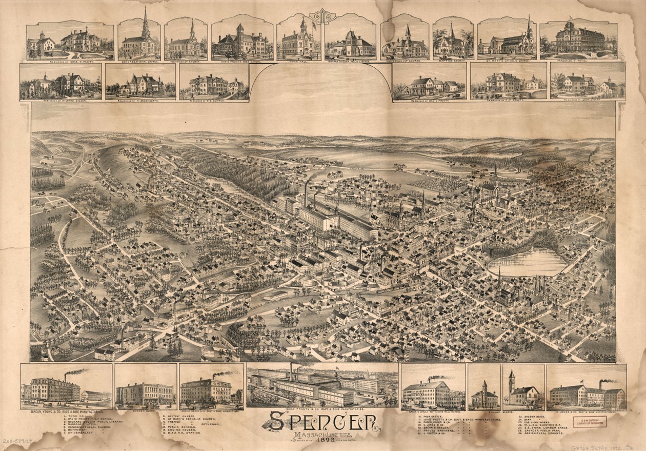 Spencer, Massachusetts, 1892. tekijältä O.H. Bailey and Co.