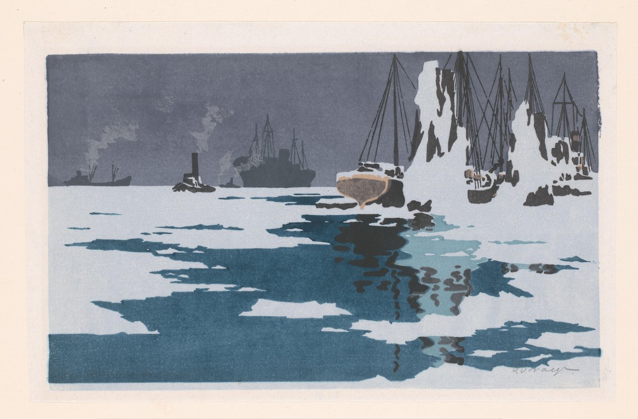 Näkymä Bremerhavenista tekijältä O. Droegl (signed by artist)