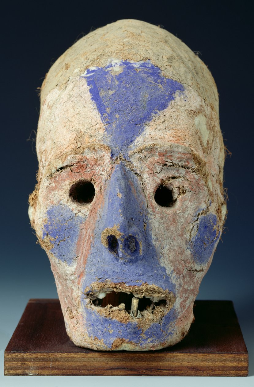 Kuolemaa kuvaava kiinnitetty pää, Vanuatusta, 1000-1800-luku (maalattua savea) tekijältä Oceanic
