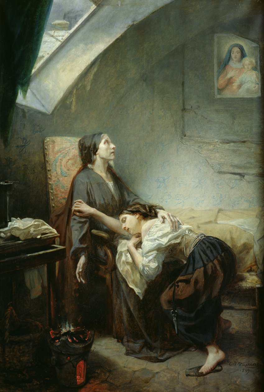 Köyhyyden vaivaama perhe tai itsemurha, 1849 tekijältä Octave Tassaert