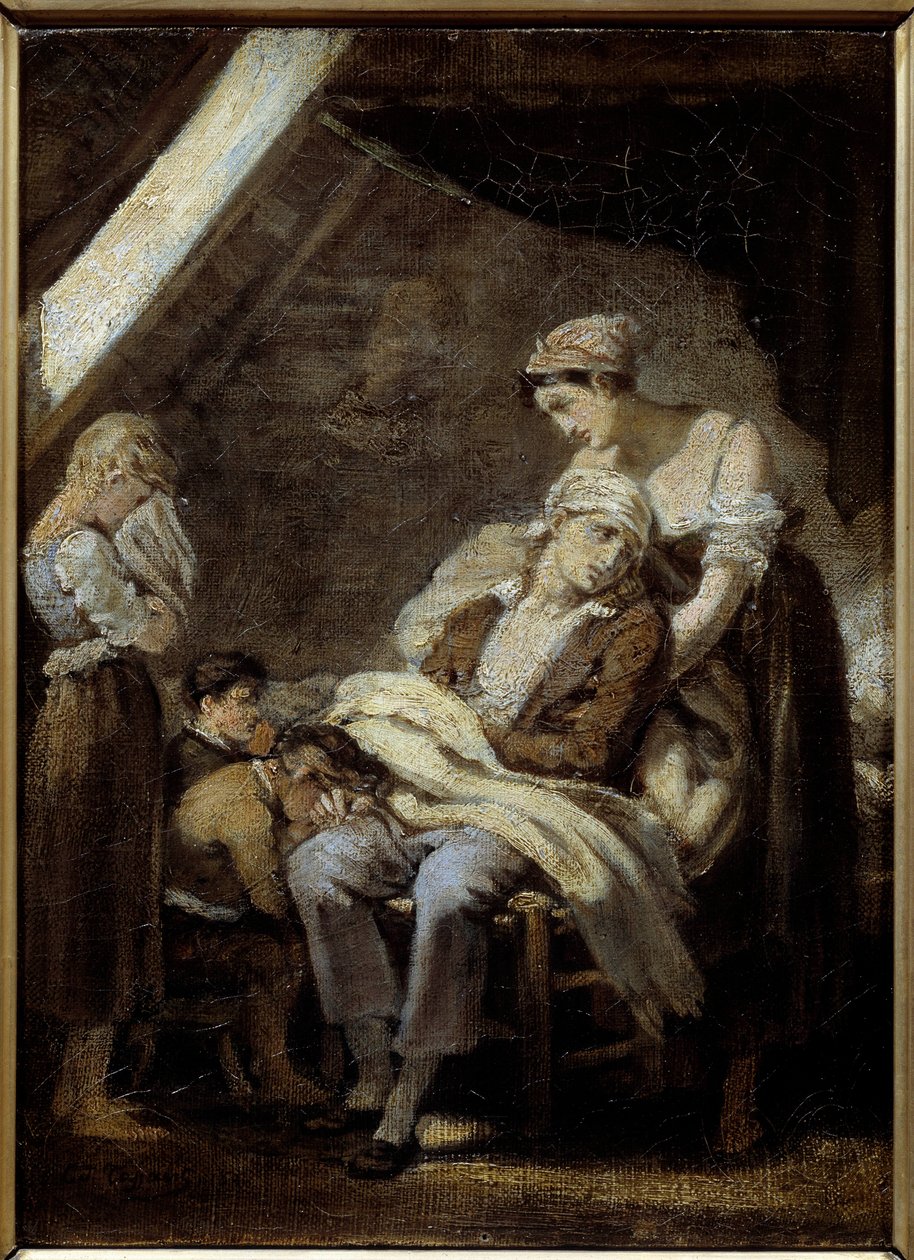 Onneton perhe. Octave Tassaertin (1800-1874) maalaus tekijältä Octave Tassaert