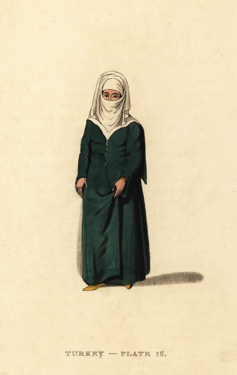 Turkkilainen nainen Konstantinopolista (Istanbul), Ottomaanien valtakunta tekijältä Octavian (after) Dalvimart