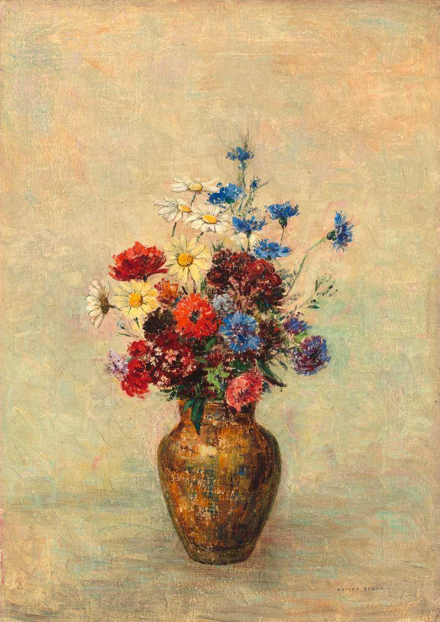Kukat maljakossa, n. 1910 tekijältä Odilon Redon