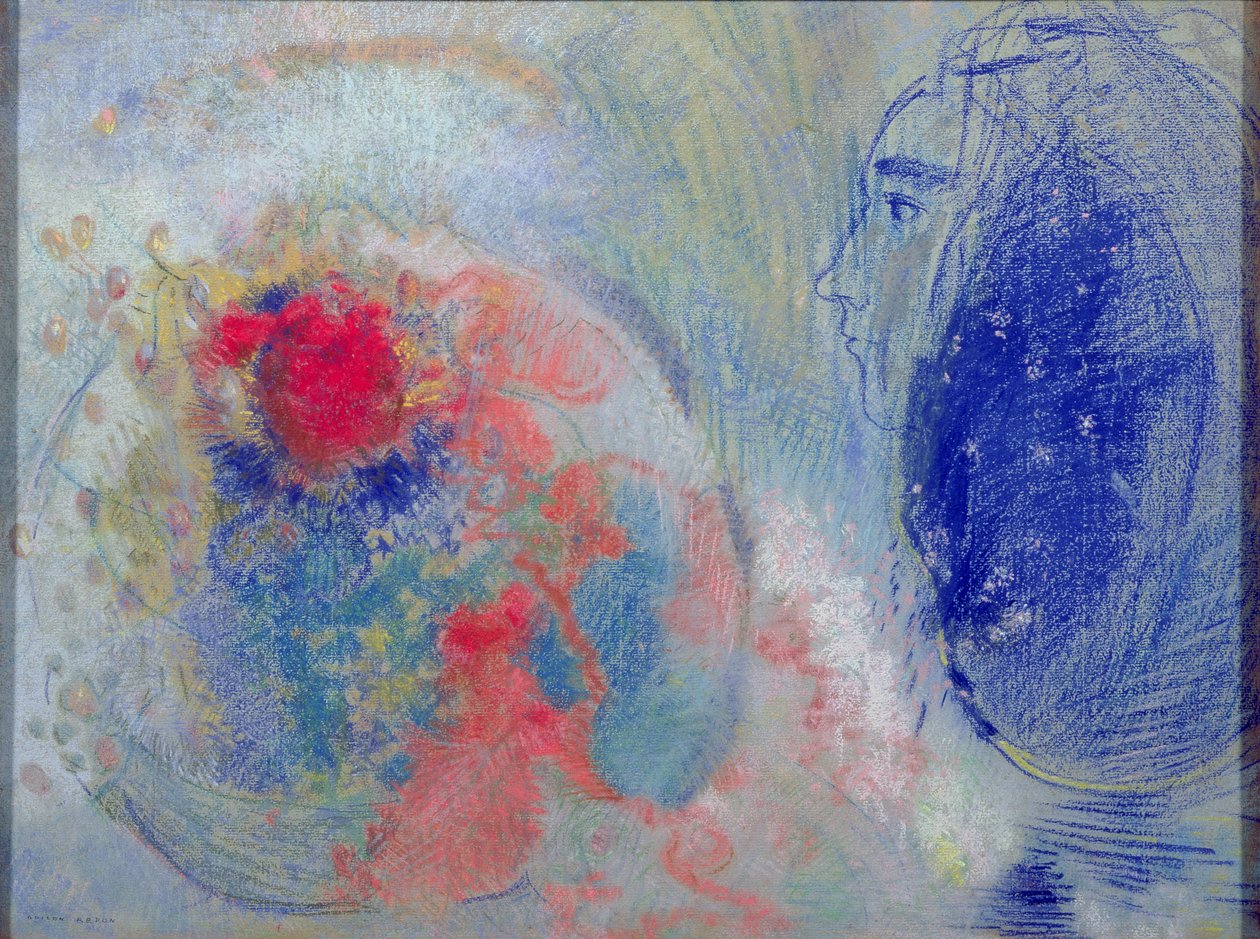 Yö ja päivä, 1908-11 (pastelli paperille) tekijältä Odilon Redon
