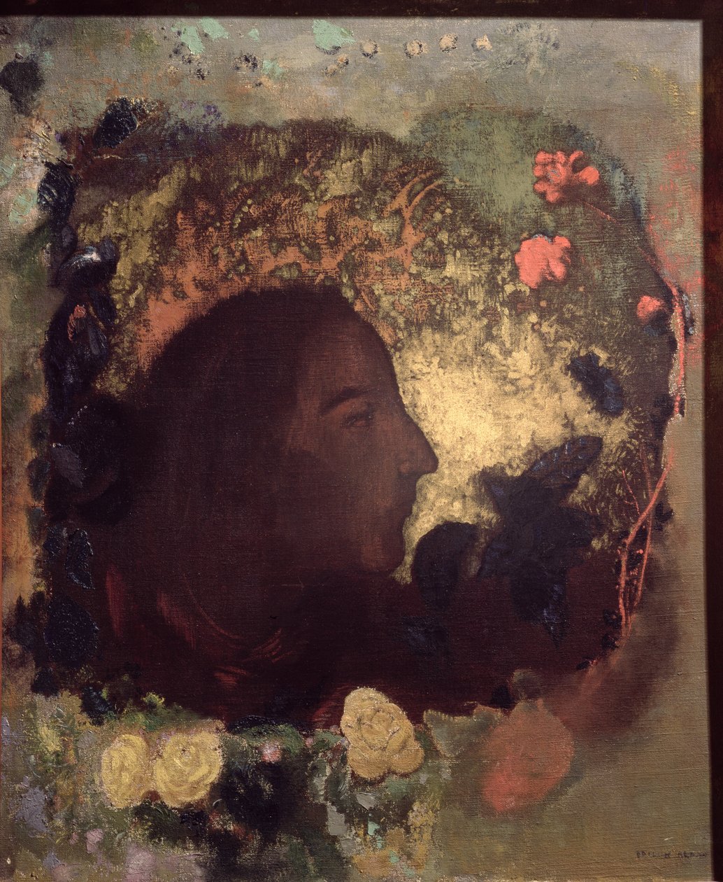 Muotokuva Paul Gauguinista (1848-1903), maalattu hänen kuolemansa jälkeen, n. 1903-05 tekijältä Odilon Redon