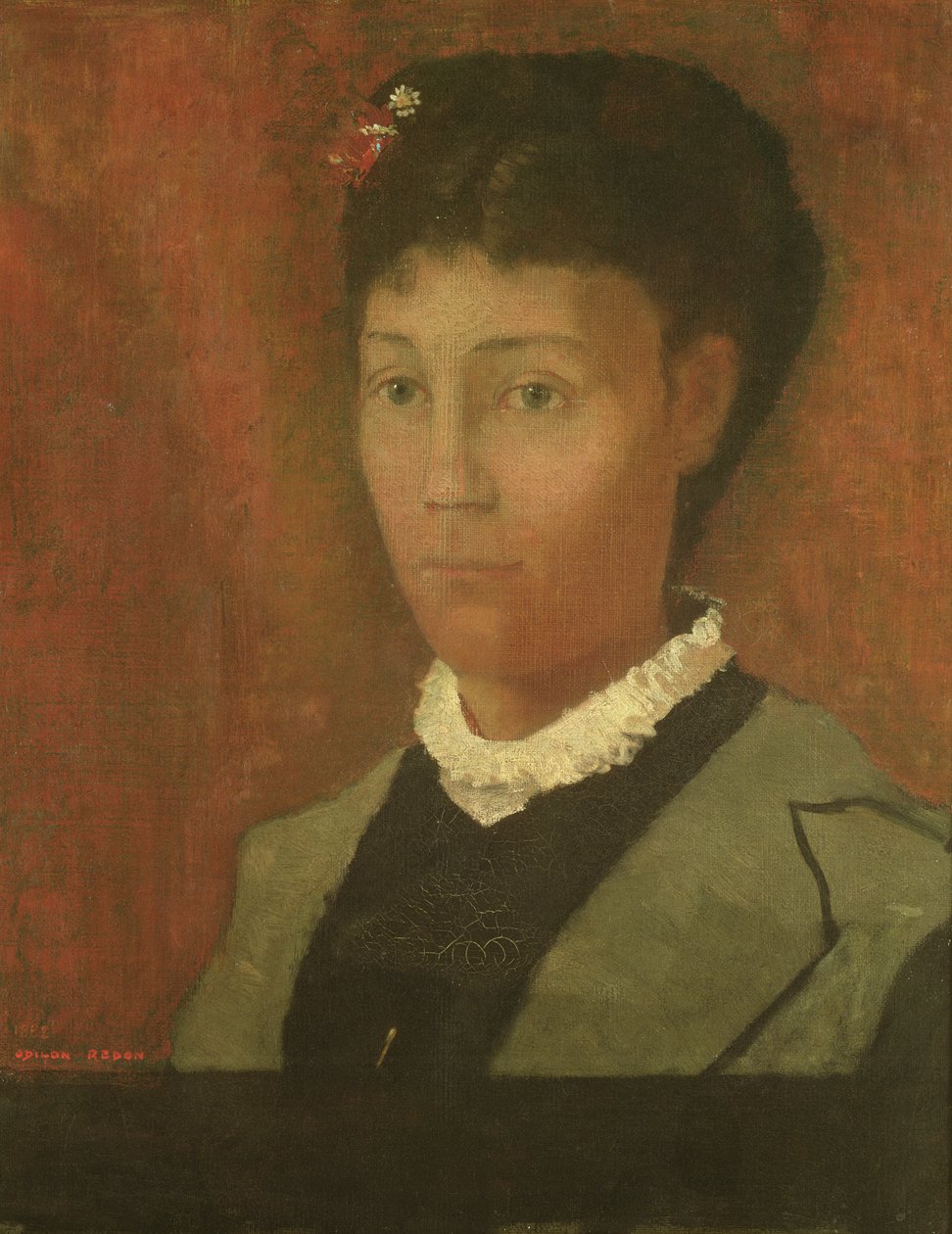 Taiteilijan vaimon, Madame Odilon Redonin (s. Camille Falte) (1853-1923) muotokuva, 1882 tekijältä Odilon Redon