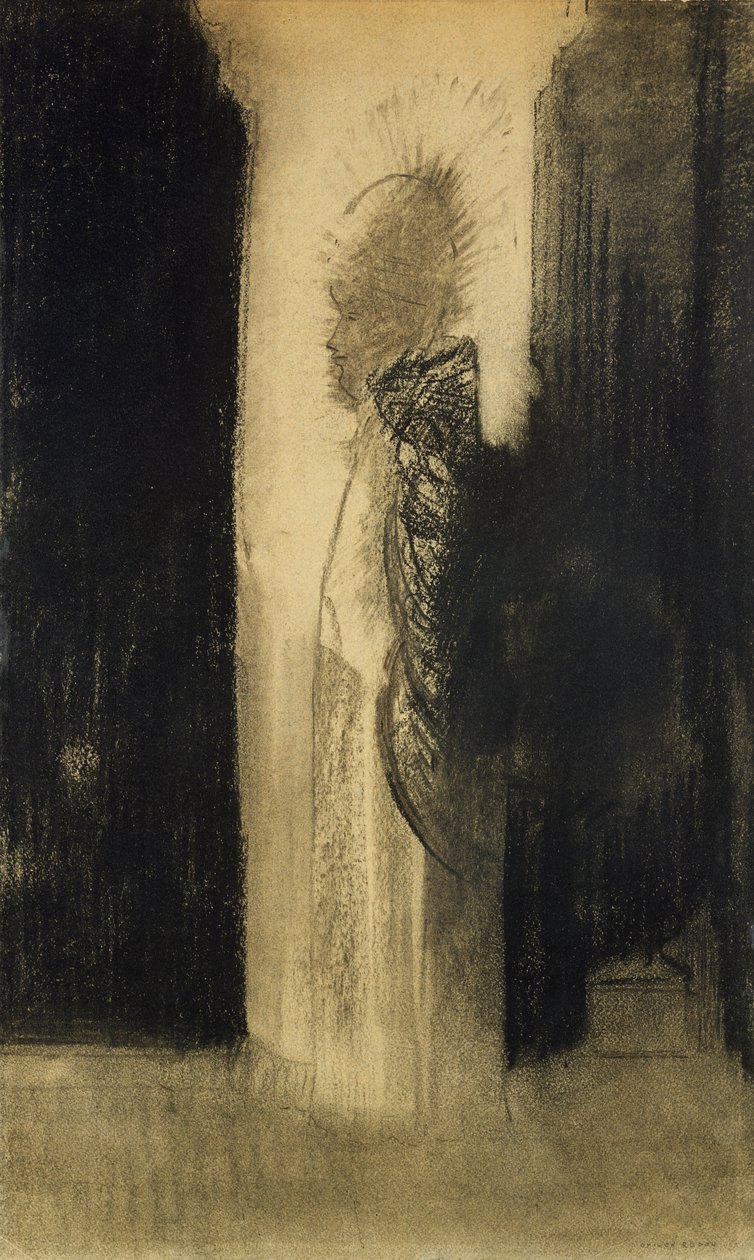 Ilmestys, 1890-95 (hiili paperilla) tekijältä Odilon Redon