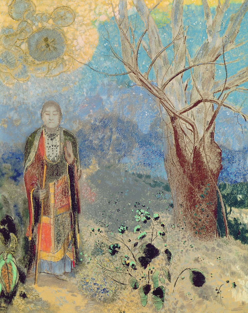 Buddha, n. 1905 (pastelli paperille) tekijältä Odilon Redon