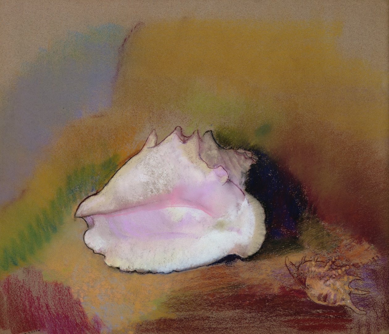 The Shell, 1912 (pastelli paperille) tekijältä Odilon Redon