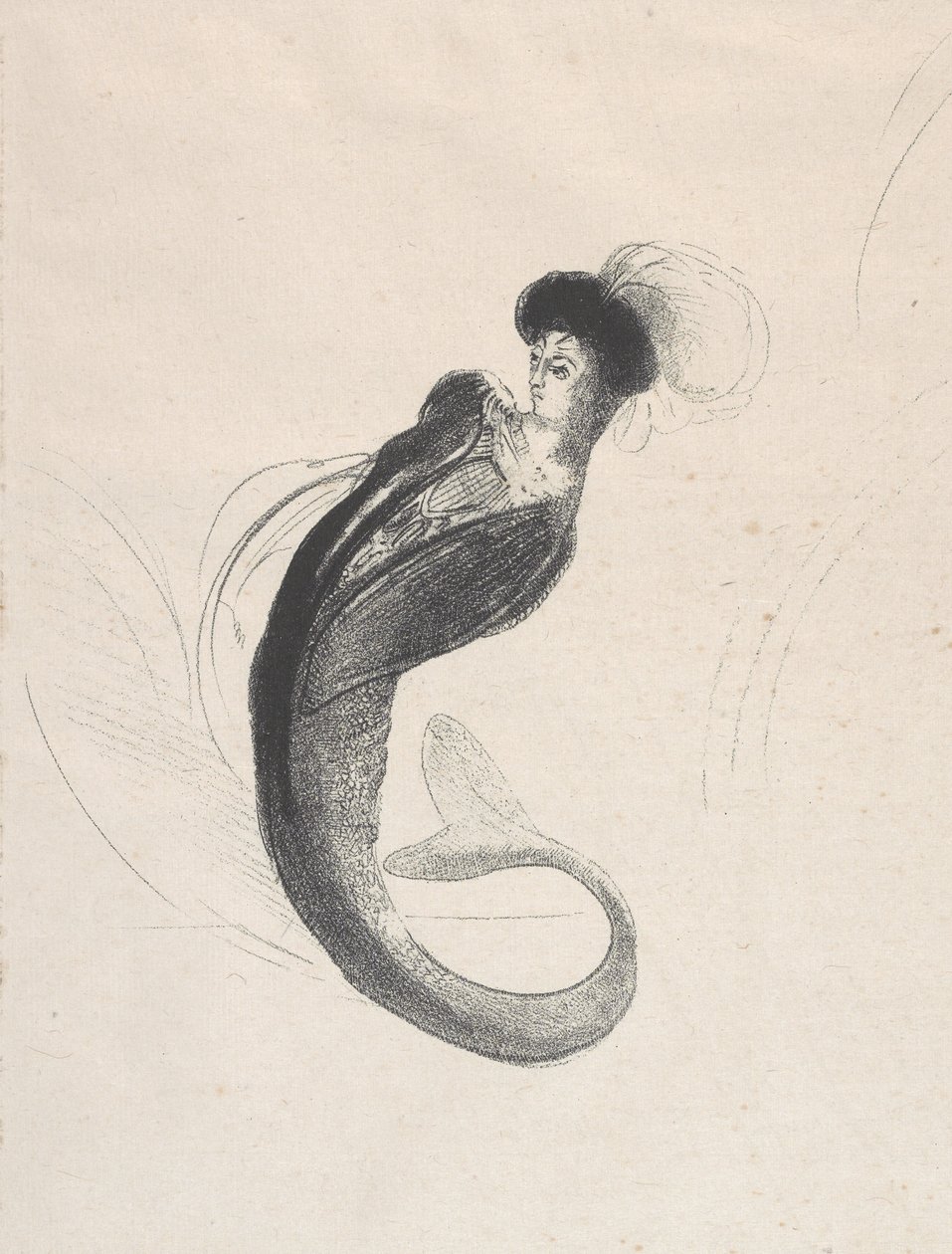 Nimetön koelitografia, 1890 (litho kudottupaperille) tekijältä Odilon Redon