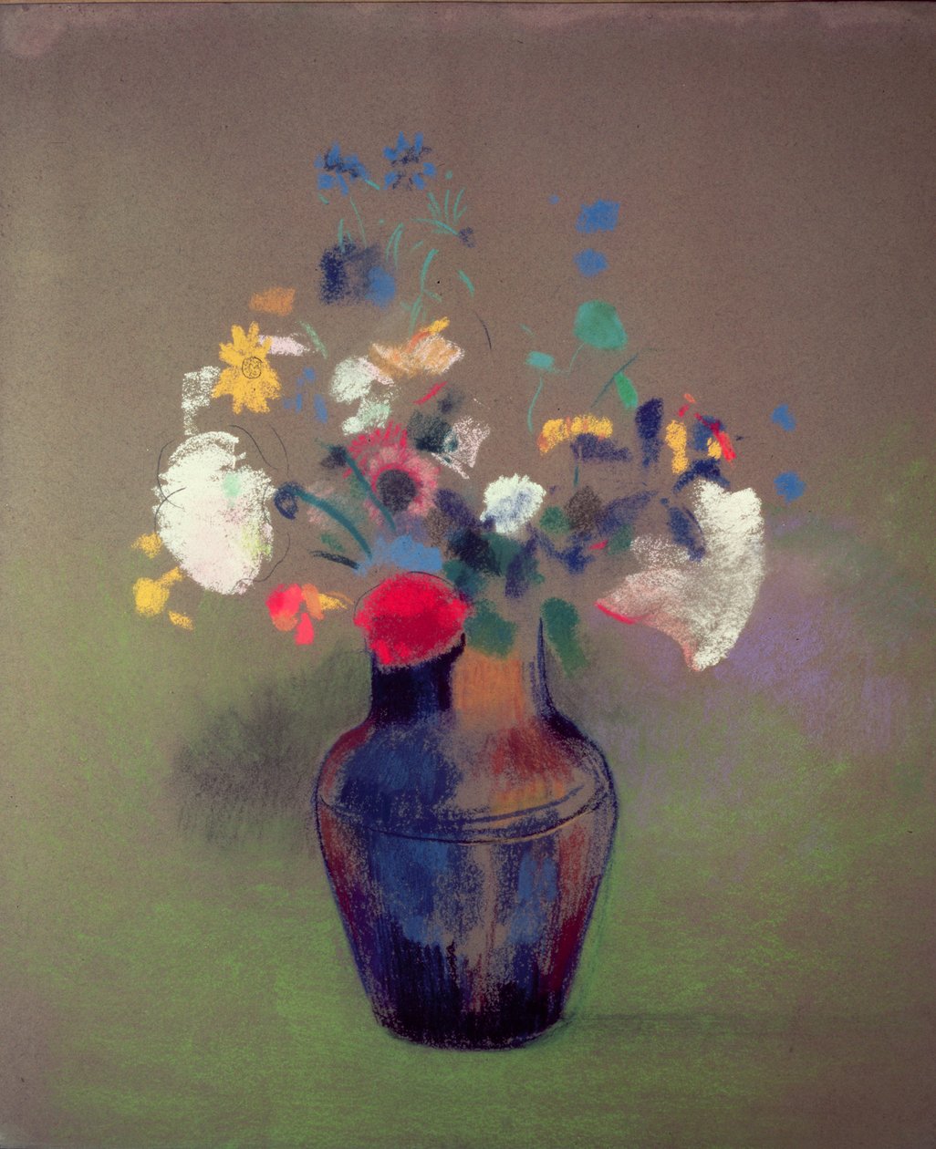 Kukkamaljakko (pastelli paperille) tekijältä Odilon Redon