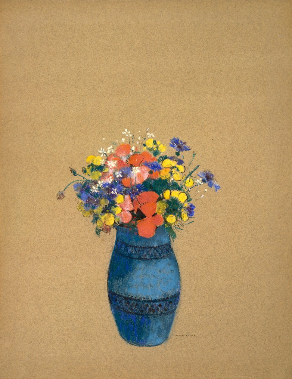 Maljakko kukkia, 1909-10 tekijältä Odilon Redon