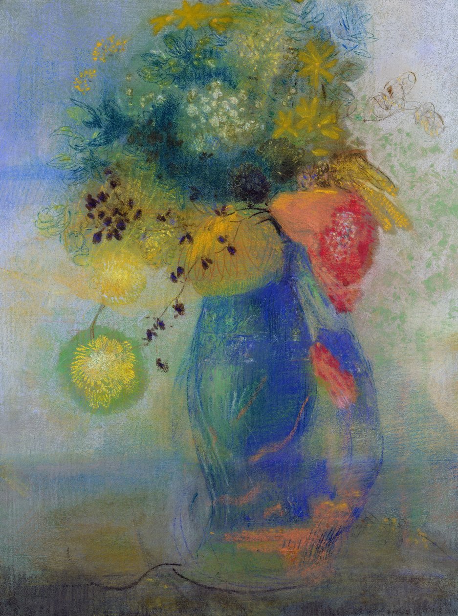 Kukkimaljakko (pastelli) tekijältä Odilon Redon