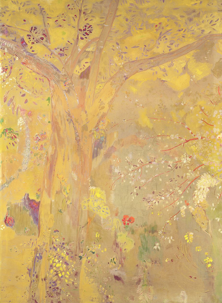 Yellow Tree (pandekorasyon na panel para sa Domecy residence), 1900-01 (langis, tempera at pastel sa canvas)finn tekijältä Odilon Redon