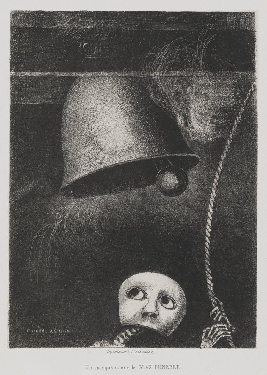 Edgar Poelle (Naamio soittaa surun kelloa) [To Edgar Poe (A Mask Sounds the Death Knell)] tekijältä Odilon Redon