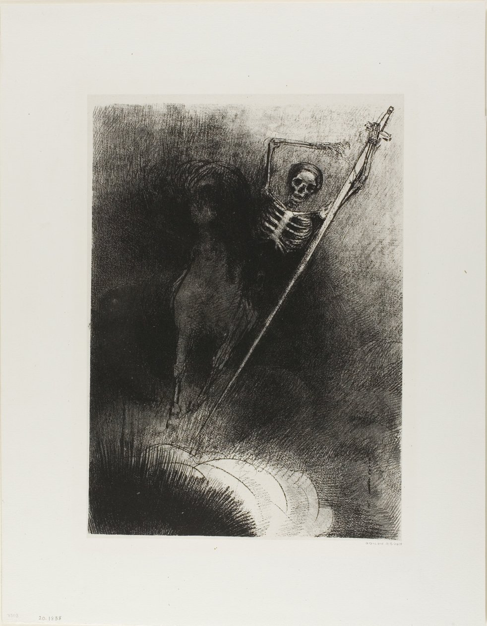 Ja Hänen nimensä, joka istui hänen päällä, oli Kuolema, levy 3/12 tekijältä Odilon Redon